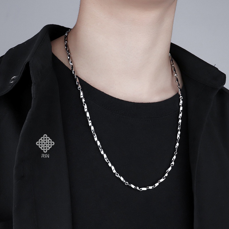Dây chuyền titan unisex, Vòng cổ titan không phai không rỉ sét kiểu dáng xoắn, trangsucmoiluatuoi.RIN