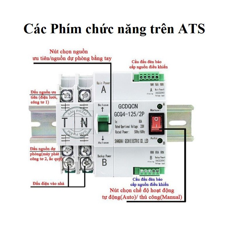 ATS Chuyển nguồn tự động không gián đoạn ATS 2P 100A - chuyển nguồn không mất điện