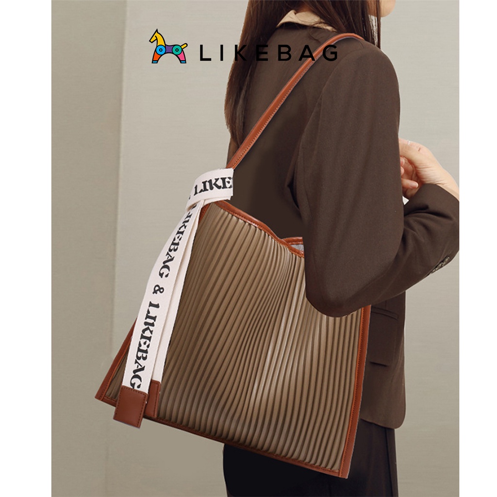 Túi xách nữ đeo vai LIKEBAG kẻ sọc thiết kế co giãn thời trang 219DJ6863 - LIBAGI