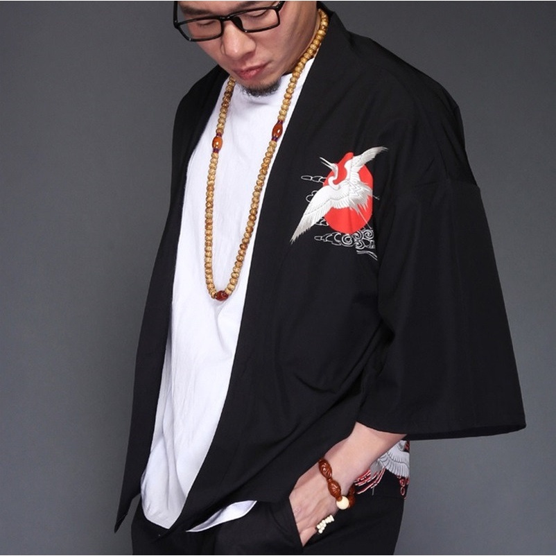 Áo Khoác Kimono Nhật Bản In Họa Tiết Samurai Cho Nam