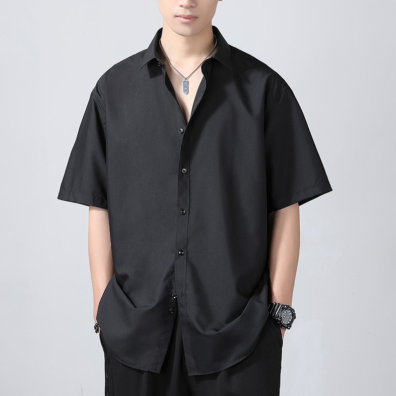 Áo Sơ Mi Nam Tay Ngắn Unisex form Rộng Vải Kate Thoáng Mát QTSM02