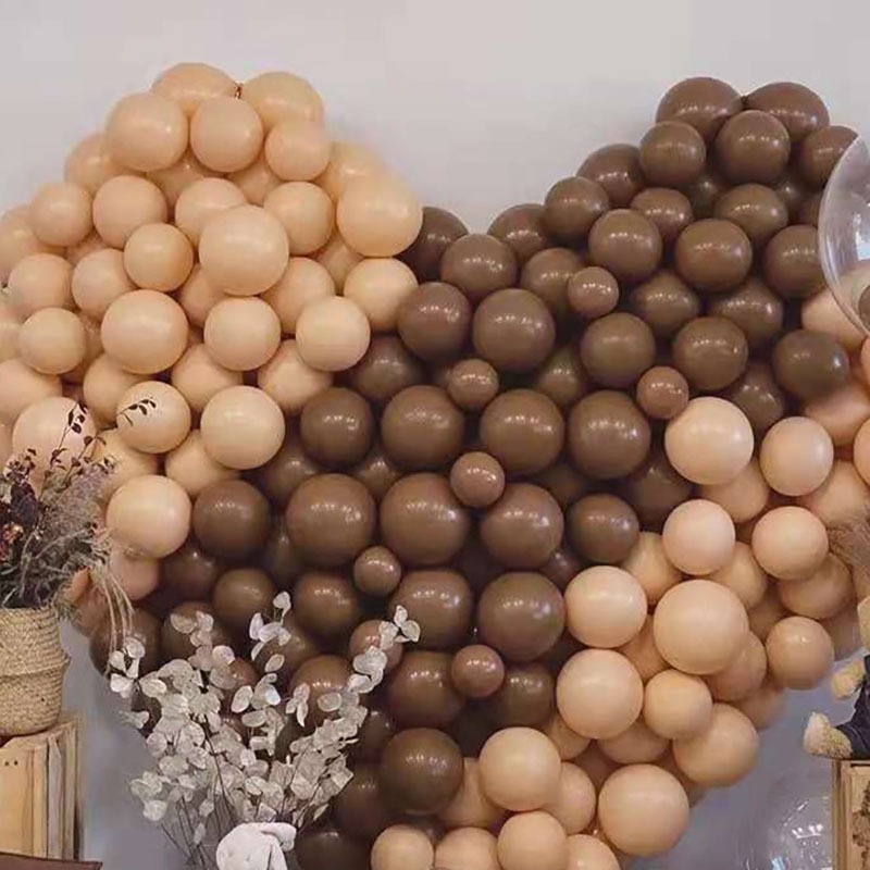 Set 50 Bong Bóng Cao Su Màu Nâu Vàng Phong Cách Retro Trang Trí Sự Kiện
