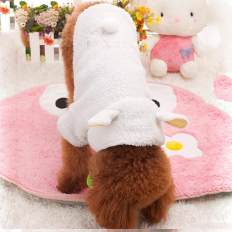 Áo hoodie cừu trắng cho thú cưng