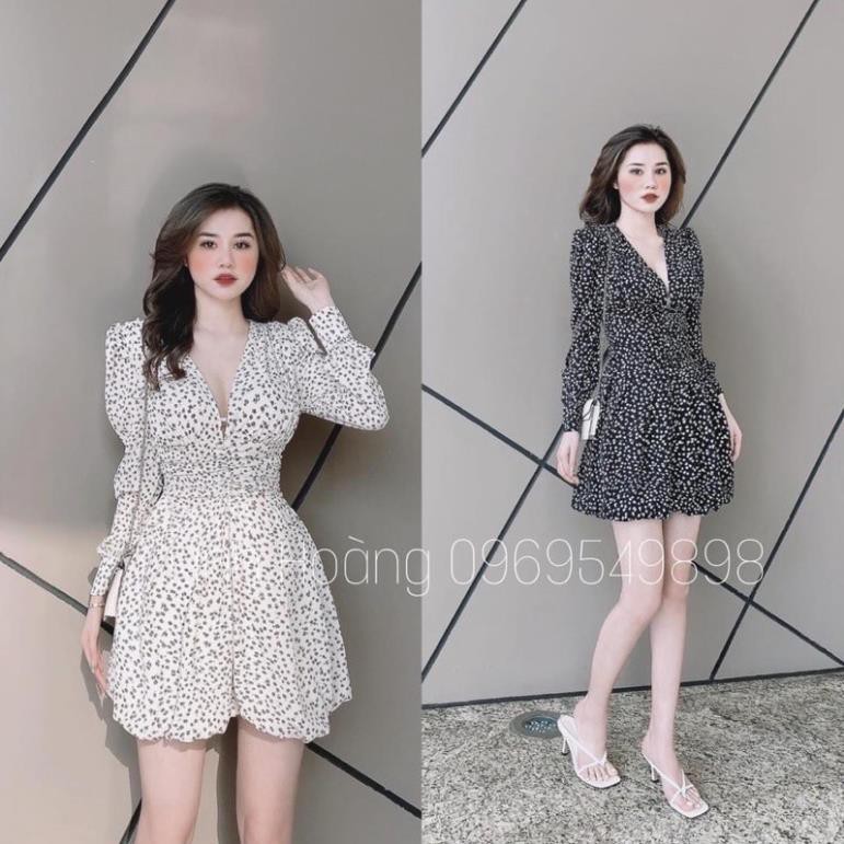 bộ thời trang VNU136 - VÁY JUM HOA CÚC NHÍ LI EO CỔ TIM 👗 ༷