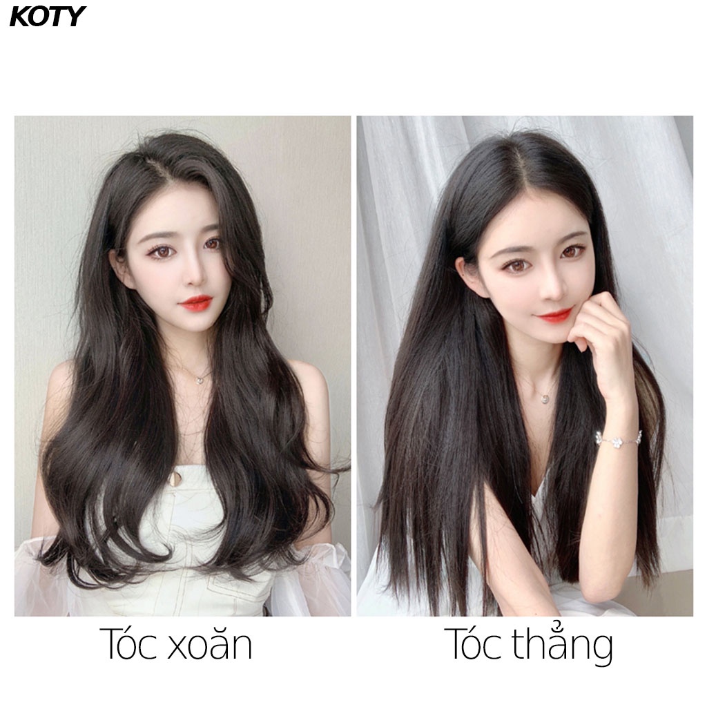 Set 3 Tóc giả kẹp xoăn dài đẹp cho nữ shop Koty, tóc giả nửa đầu làm dày tóc tự nhiên