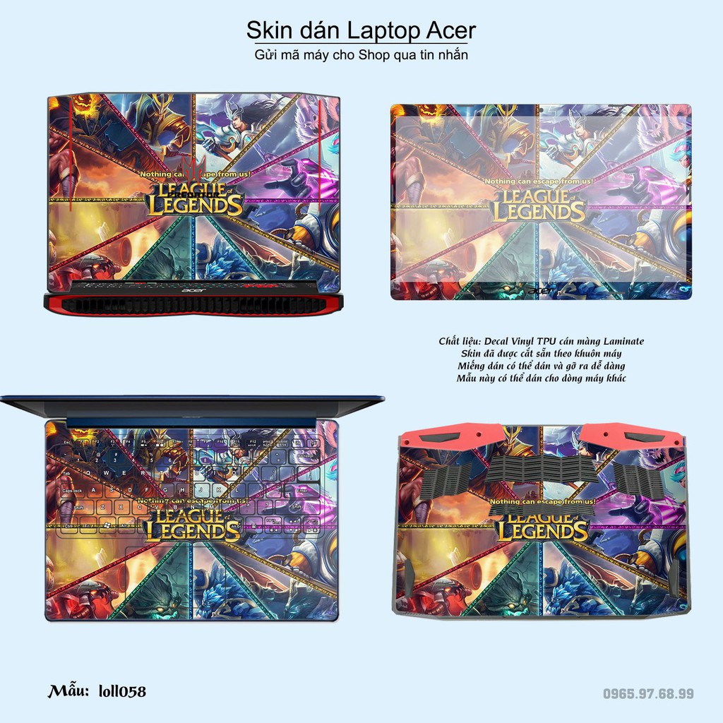 Skin dán Laptop Acer in hình Liên Minh Huyền Thoại nhiều mẫu 7 (inbox mã máy cho Shop)