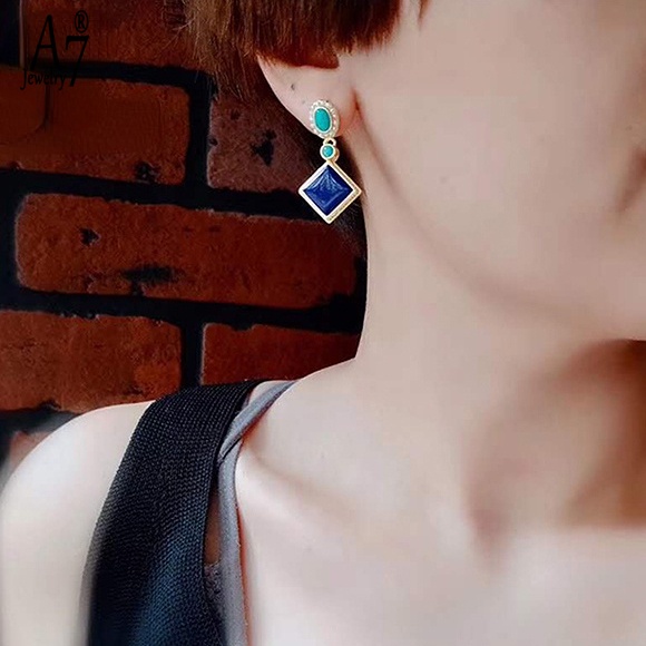 Bông Tai Bạc 925 A7 S925 Kiểu Dáng Hình Học Thời Trang