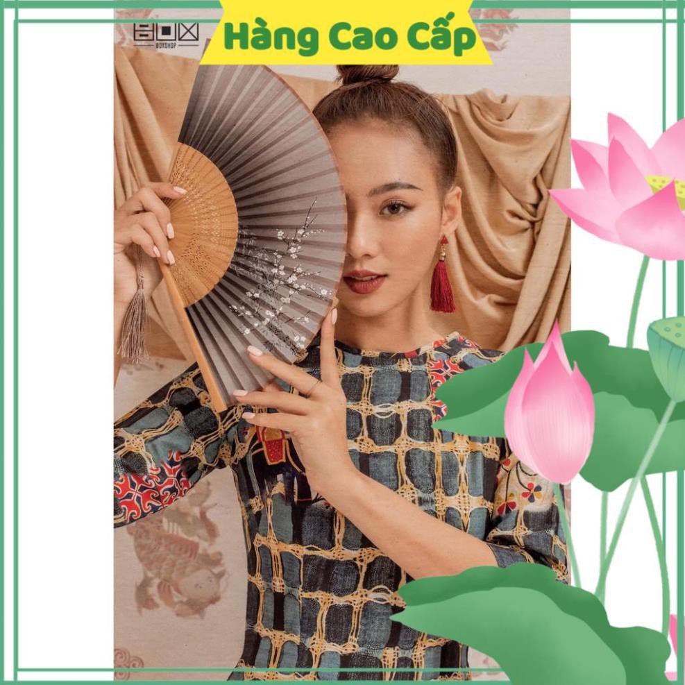 Áo Dài Nữ, Áo Dài Cách Tân Họa Tiết Thổ Cẩm Nhiều Màu Chất Lụa Cao Cấp Hàng Thiết Kế Form Dáng Chuẩn.