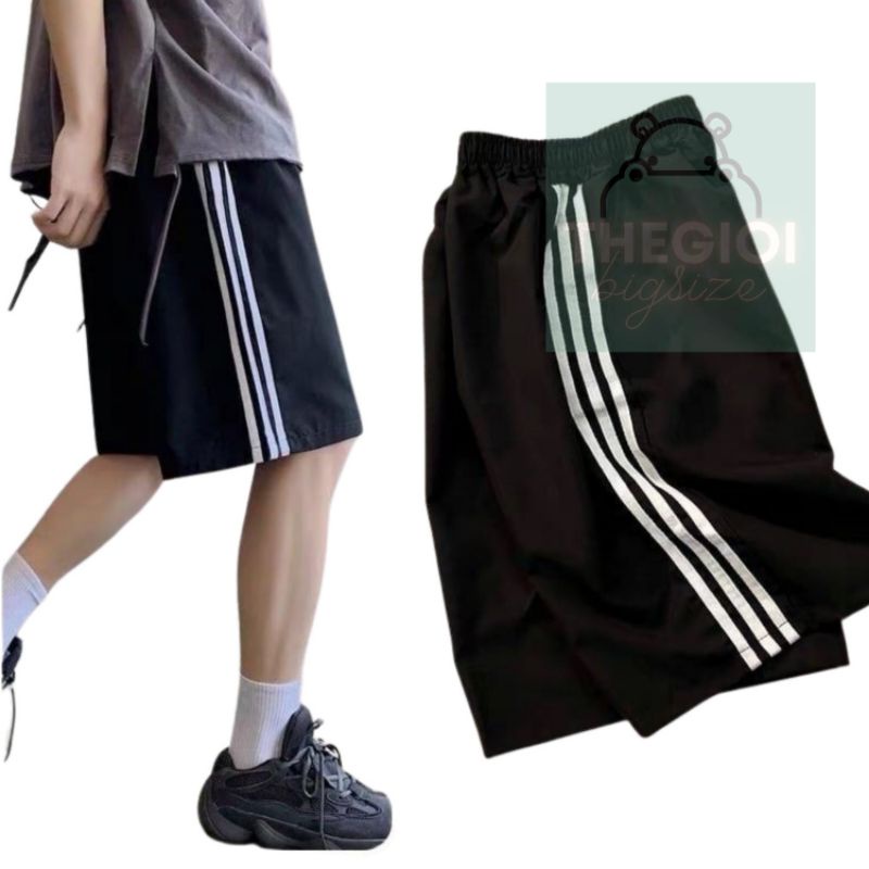 Quần short unisex thun nỉ cotton 3 sọc line nam nữ 40kg - 90kg