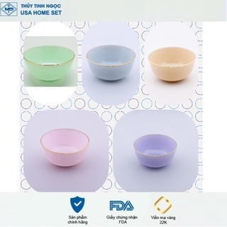 Bát cơm đáy to viền vàng 22K các màu Luxury Thủy Tinh Ngọc USA Homeset cao cấp nhập khẩu chính hãng