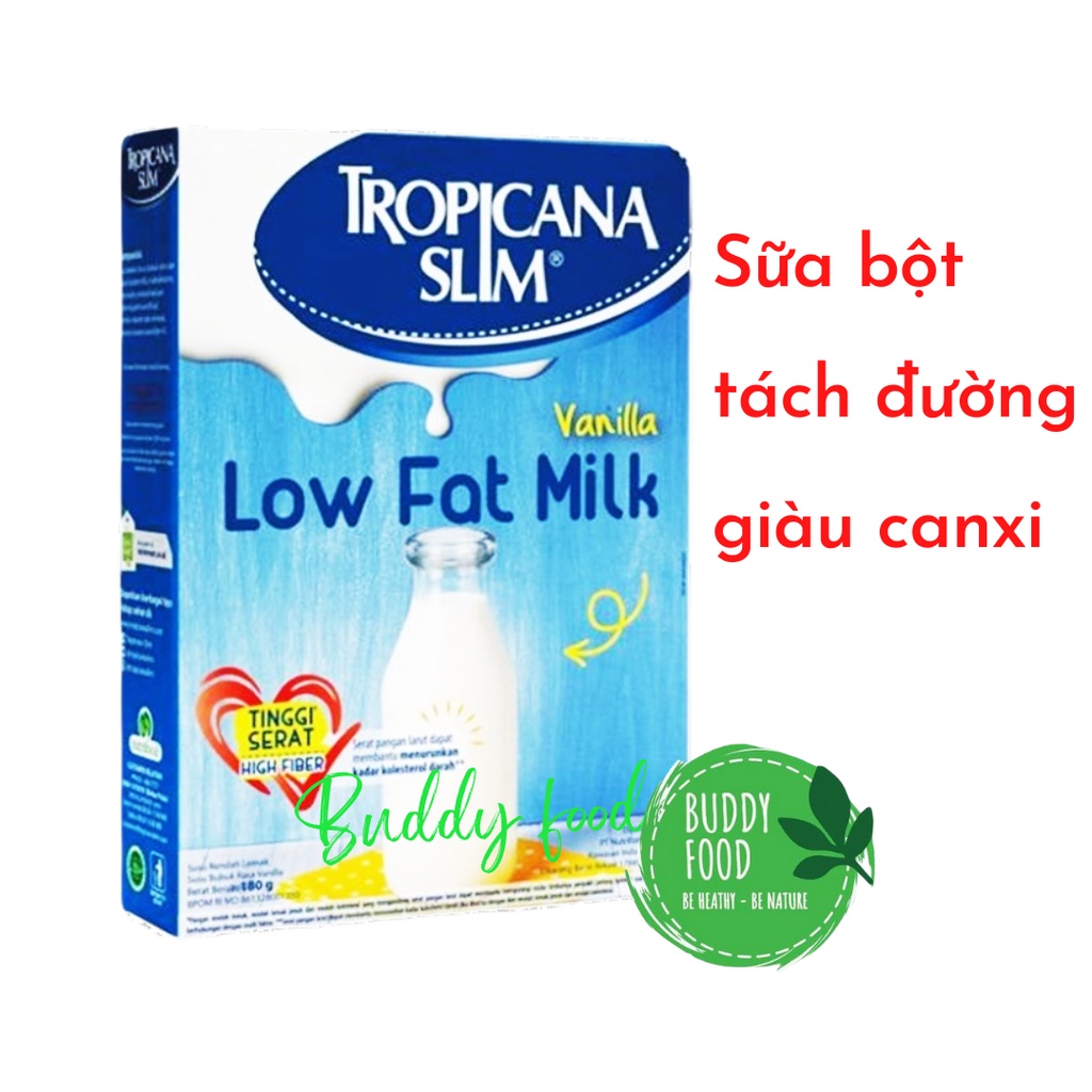 Sữa Bột Gầy Không Đường Giàu Canxi Tropicana Slim Hộp 180gr