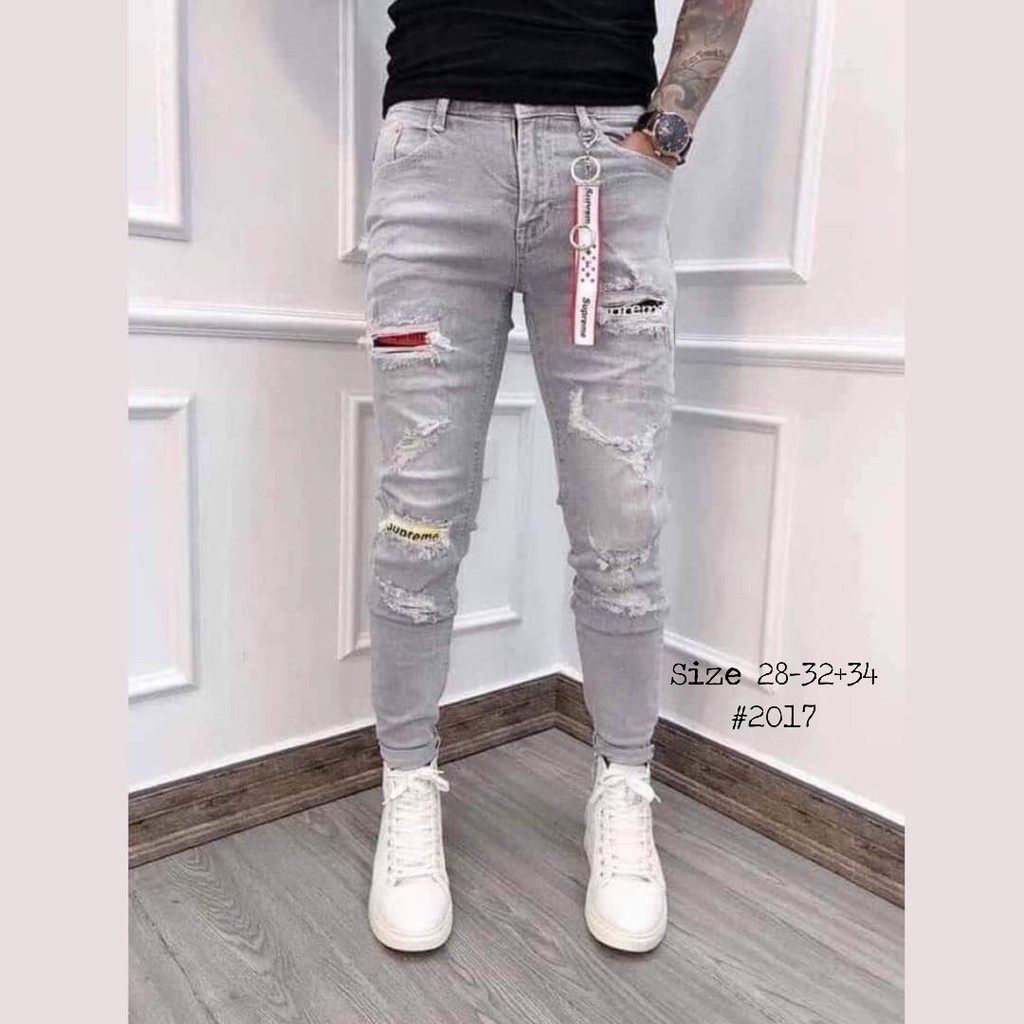 Quần jean nam rách co giãn đẹp, quần bò nam size lớn