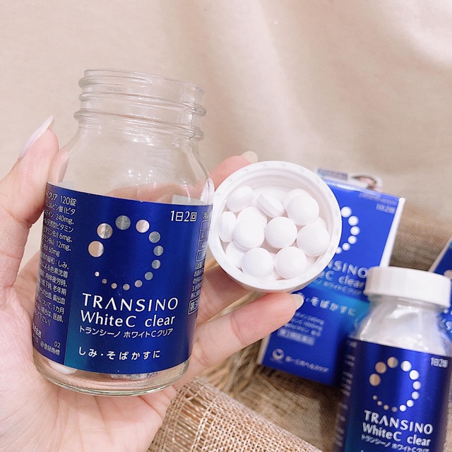 Viên uống trắng da, mờ nám transino white C transino xanh 120 viên, bổ sung vitamin c làm mờ nám tàn nhang giúp da khỏe