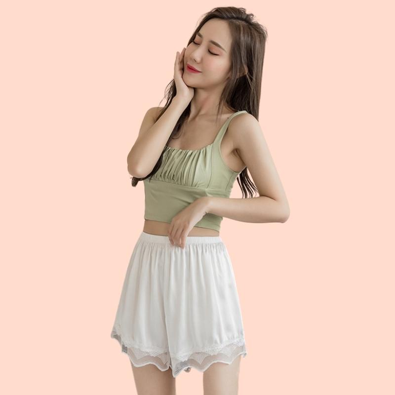 Quần Mặc Váy Satin Viền Ren SU Official, Quần Lót Nữ Lưng Thun Thoáng Mát V3