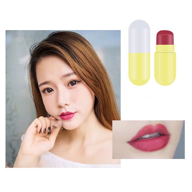 (Hàng Mới Về) Son Môi Dưỡng Ẩm Chống Dính Cốc Chống Thấm Nước Thiết Kế Hình Viên Thuốc Độc Đáo
