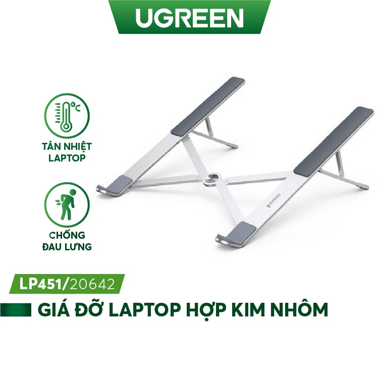 Giá đỡ laptop nhôm UGREEN 20642 - Điều chỉnh độ cao Tản nhiệt tốt cho laptop - Hàng phân phối chính hãng