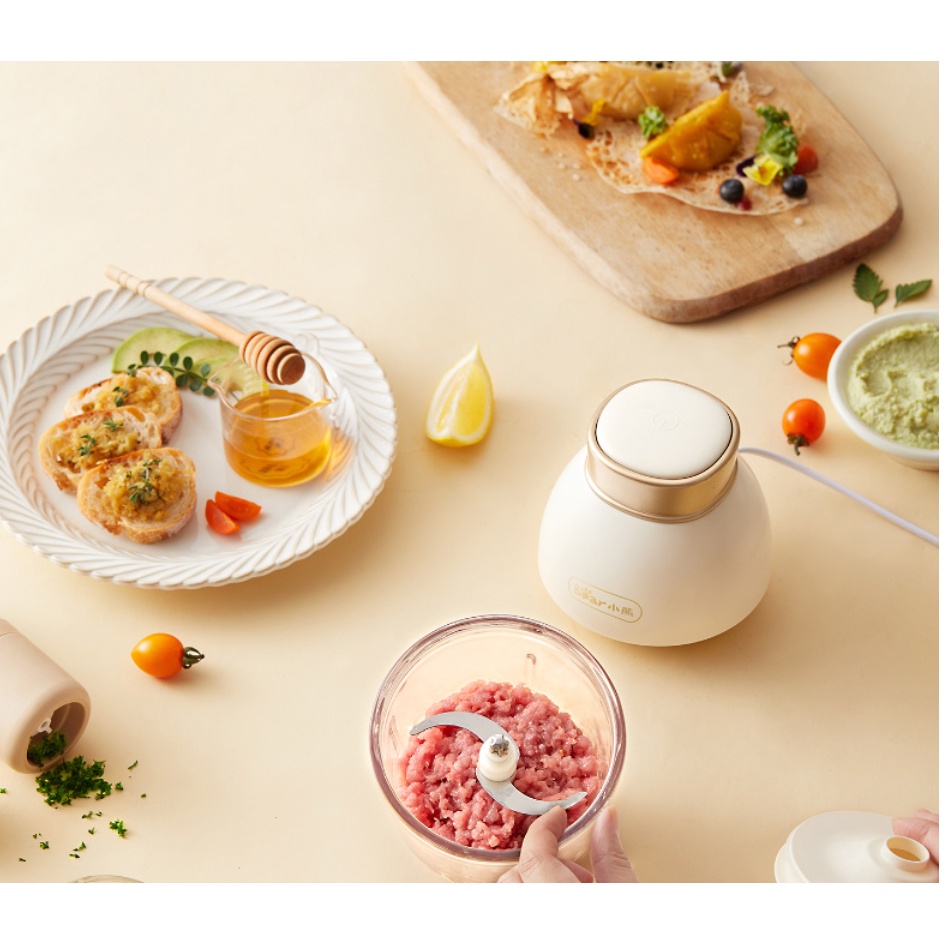 Máy xay đa năng, máy xay ăn dặm dung tích 0.6L có 6 lưỡi dao chính hãng bear QSJ-D02Q1