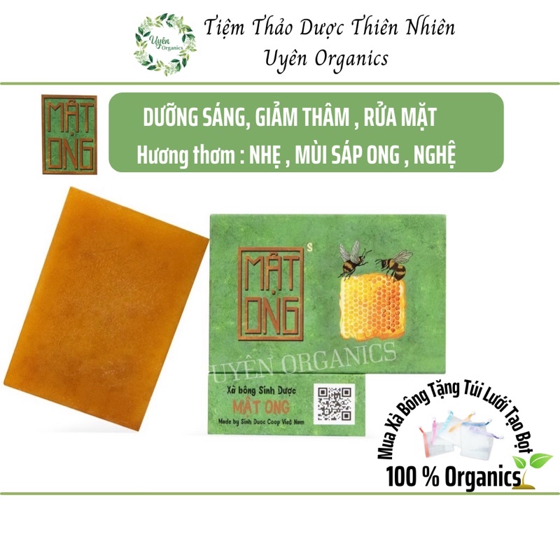 SINH DƯỢC Xà bông Nghệ Mật Ong TẶNG TÚI LƯỚIthiên nhiên lành tính hữu cơ handmade dịu da giảm mụn hương nhẹ mật ong