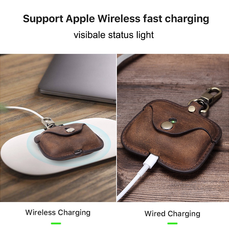 Vỏ bảo vệ hộp sạc tai nghe Contact's bằng da thật cho AirPods Pro