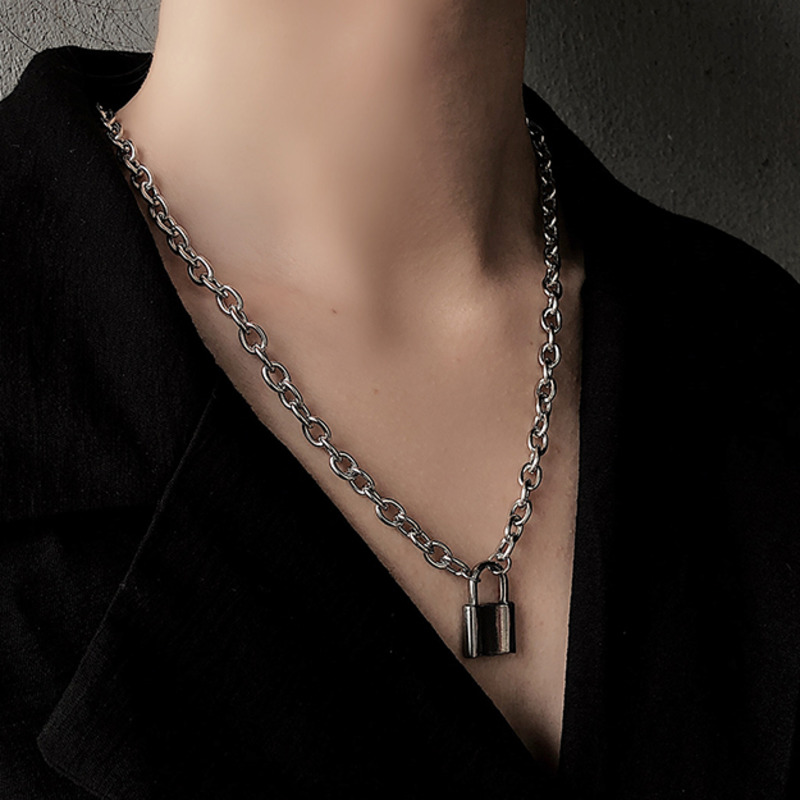 vòng cổ Thép Titan Mặt Hình Ổ Khóa Thời Trang Hip Hop