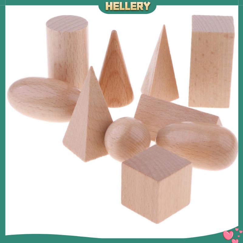 Bộ 10 Khối Gỗ Hình Học 3D Đồ Chơi Cho Bé
