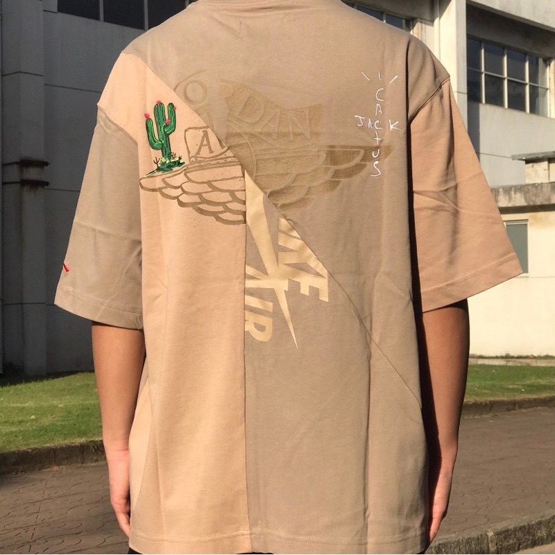 Áo Tee Travis Scott Cactus Jack x Jordan T-Shirt Khaki/Desert, áo thun Travis Scott Jordan 6