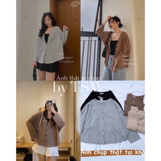Áo cardigan len tăm mỏng cổ V cài cúc ( Ảnh thật )