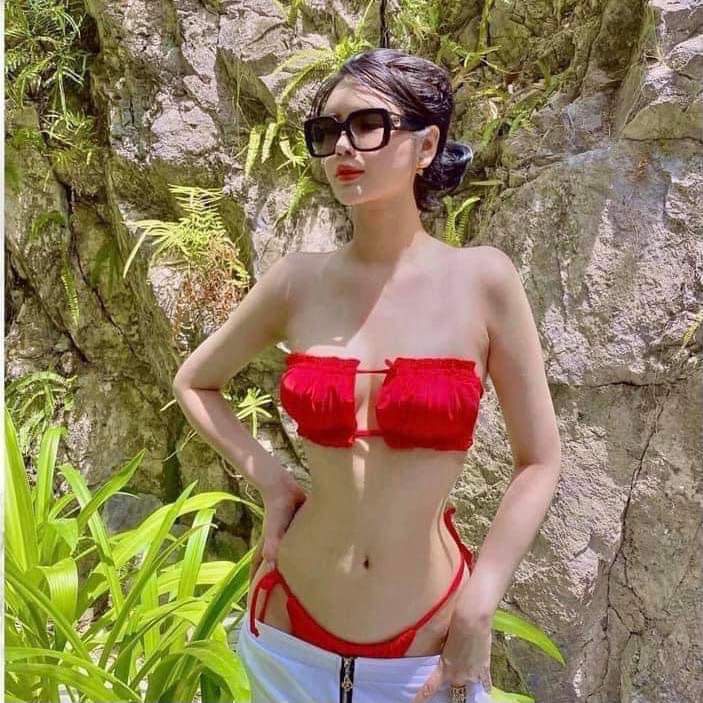 Đồ bơi bikini 2 mảnh sexy viền bèo cúp ngang KONKUN MS68