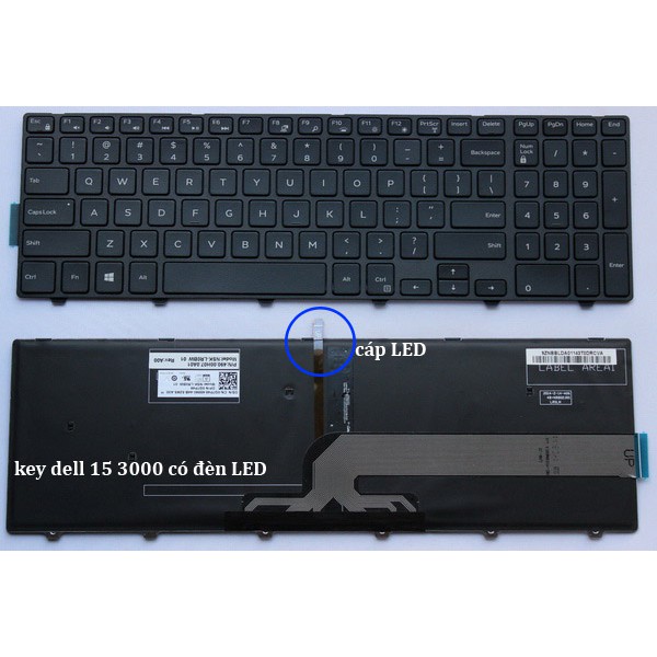 bàn phím laptop dell INSPIRON 15 3000 SERIES 3541 3542 ZIN CÓ ĐÈN LED