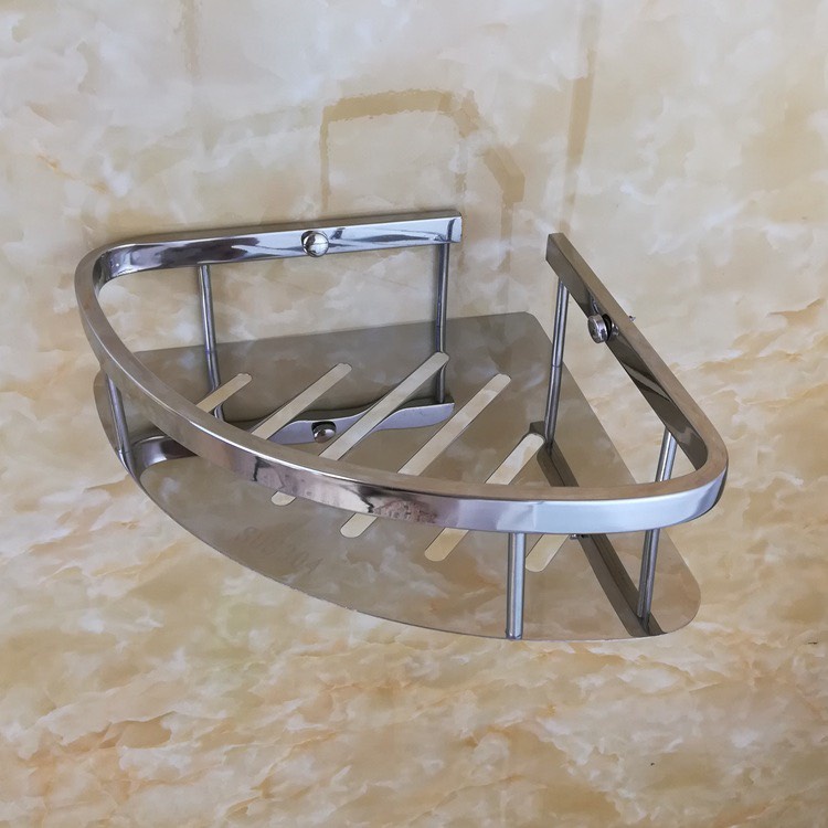 Kệ góc 1 tầng bản nhỏ cho nhà tắm inox sus 304 sáng bóng