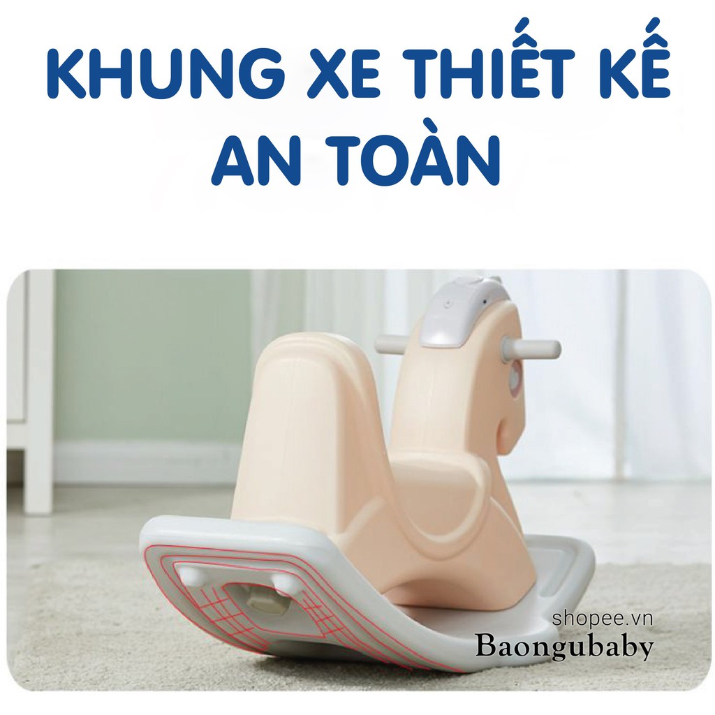 Ngựa bập bênh cho bé có bánh xe đa năng thông minh: bập bênh, ngựa chòi chân có phát nhạc