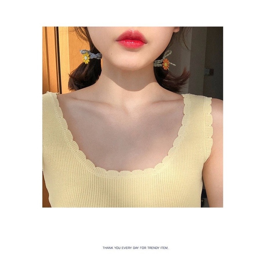 Dây Cột Tóc Cao Cấp In Họa Tiết Hoa Cúc Nhỏ Dễ Thương Phong Cách Hàn Quốc Thời Trang Cho Nữ