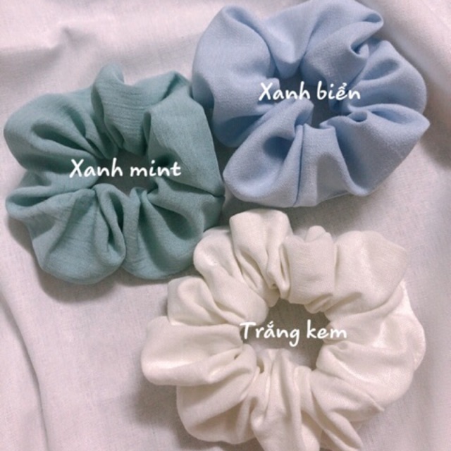 Scrunchies cột tóc hàn quốc vải linen ( ảnh thật shop tự chụp )