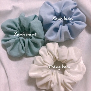 Scrunchies cột tóc hàn quốc vải linen ( ảnh thật shop tự chụp )