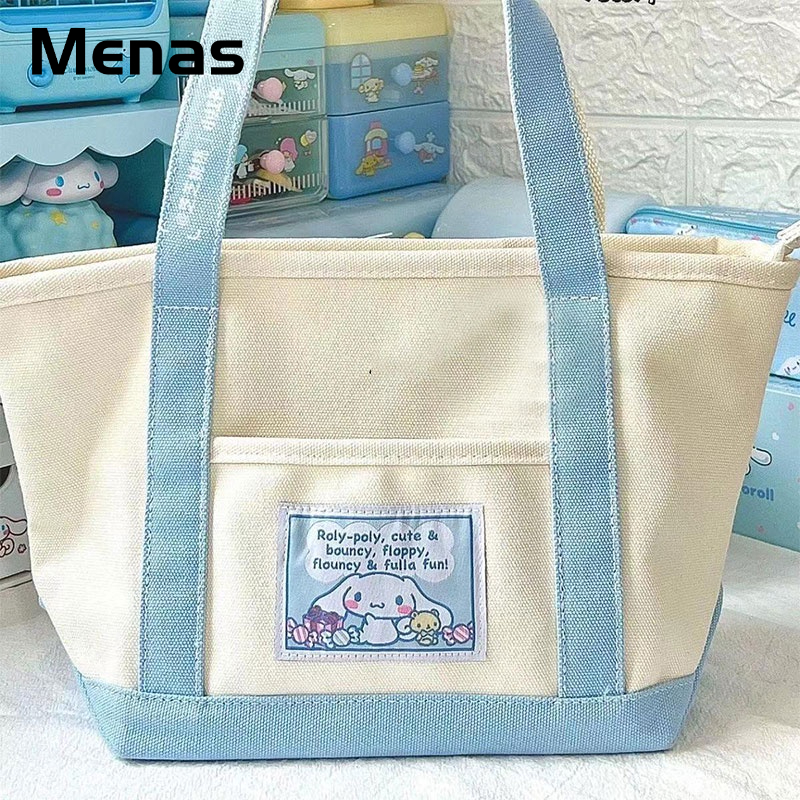 Menas Túi vải Sức Chứa Lớn Màu Tương Phản Thời Trang Cho Nữ