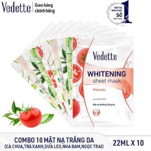 [Free Ship] Combo 10 Mặt Nạ Giấy Trắng Hồng Tự Nhiên 22ml VEDETTE - 05 Loại x 2