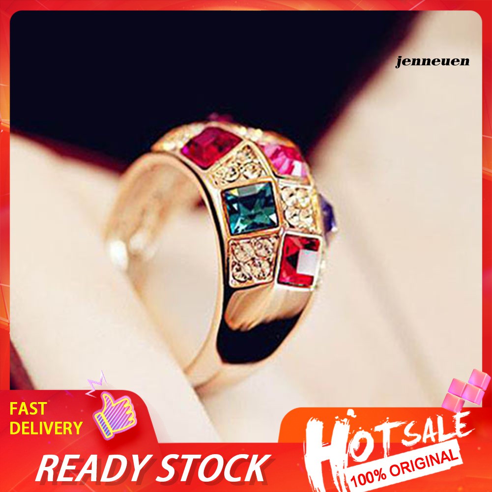 Nhẫn Hợp Kim Đính Đá Nhiều Màu Sắc Sang Trọng