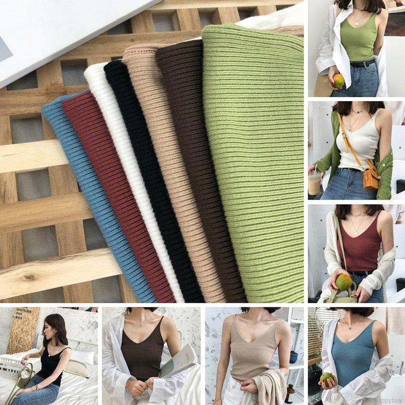 Áo không tay cổ chữ U đơn giản cho nữ