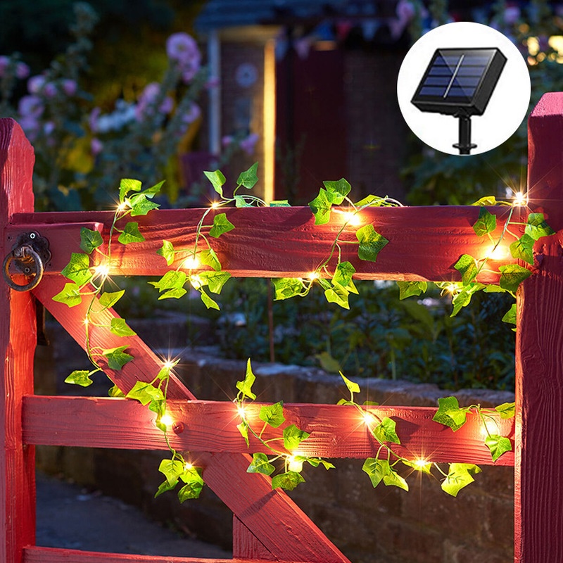 Dây đèn LED dài 5m hình lá phong sử dụng năng lượng mặt trời dành cho trang trí tiệc