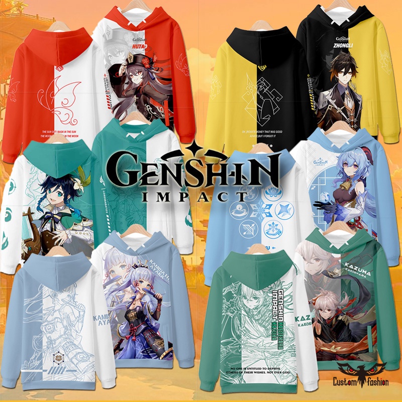 Áo Khoác Hoodie In Hình Ganyu Hutao Zhongli Venti Kazuha Ayaka Áo Khoác In Họa Tiết 3D Dành Cho Bé Trai
