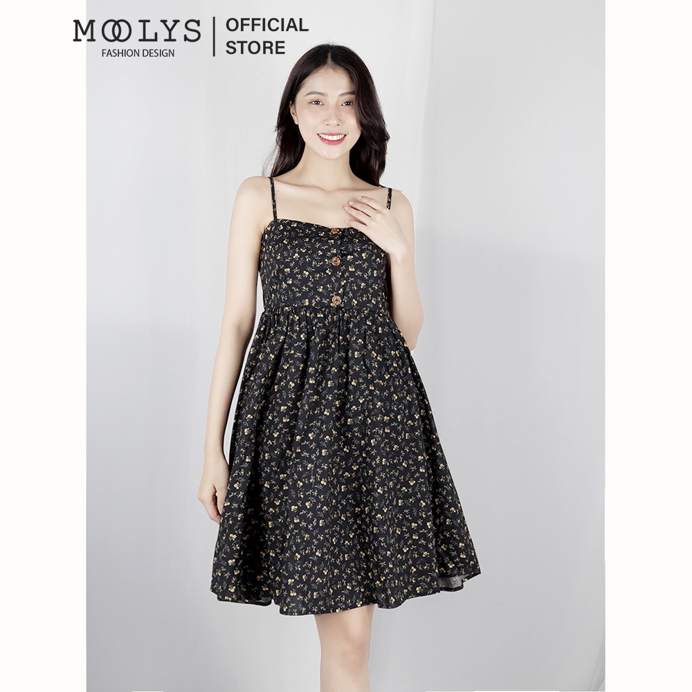 Đầm hai dây thiết kế Moolys dáng baby doll hoa nhí MD012