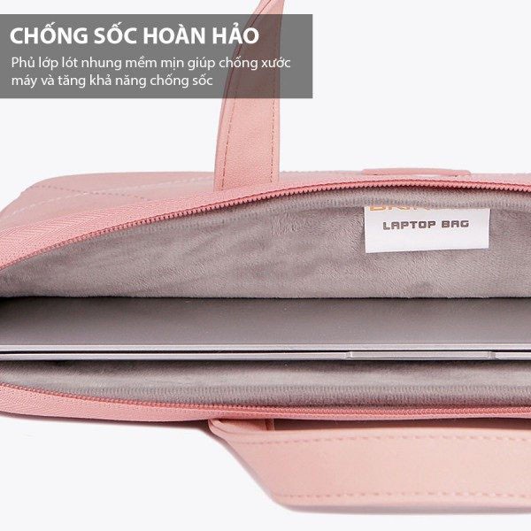 Túi chống sốc Laptop Macbook da PU cao cấp Brinch 2020 (tặng kèm con gấu, lót chuột)