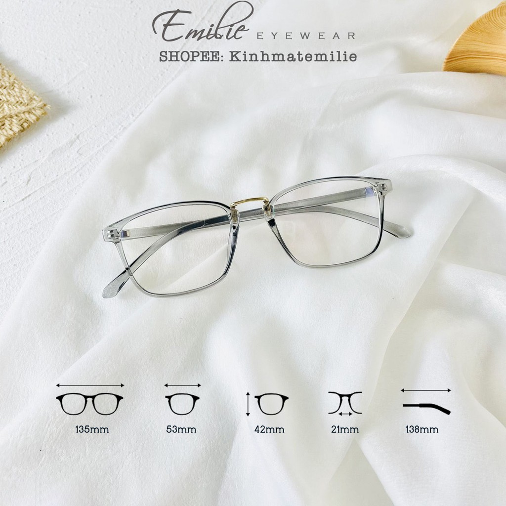 Gọng kính vuông nhựa dẻo nam nữ Emilie eyewear phụ kiện thời trang 210