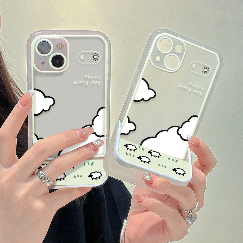 Ốp Điện Thoại Trong Suốt Chống Sốc Có Giá Đỡ Hình Cừu Dễ Thương Cho IPhone 13 12 11 Pro MAX X XS XR MAX 8 7 + 6 6S SE 2020