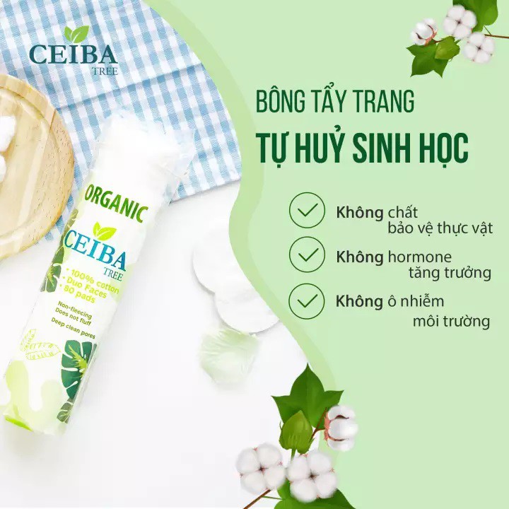 Bông Tẩy Trang Hữu Cơ Organic Ceiba Tree 80 miếng | BigBuy360 - bigbuy360.vn