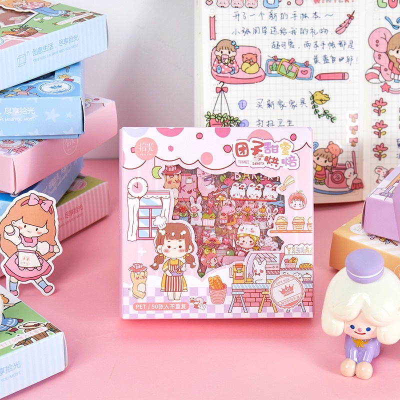 Set 50 tấm sticker cute dễ thương