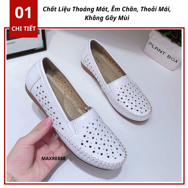 Giày lười da nữ cao cấp thời trang Hàn Quốc thoáng khí siêu bền đẹp êm chân thoải mái đi làm đi chơi