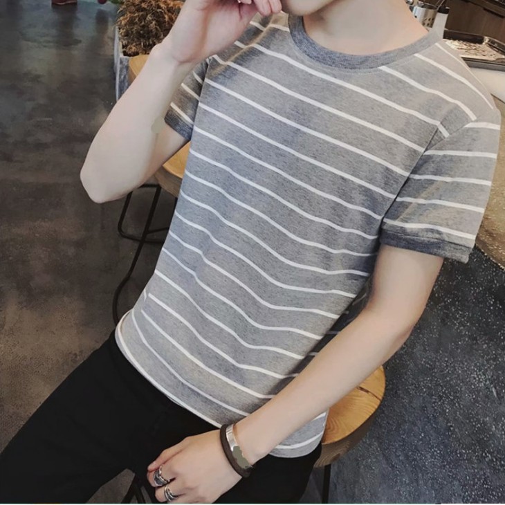 Áo thun tay ngắn họa tiết sọc ngang thời trang dành cho nam