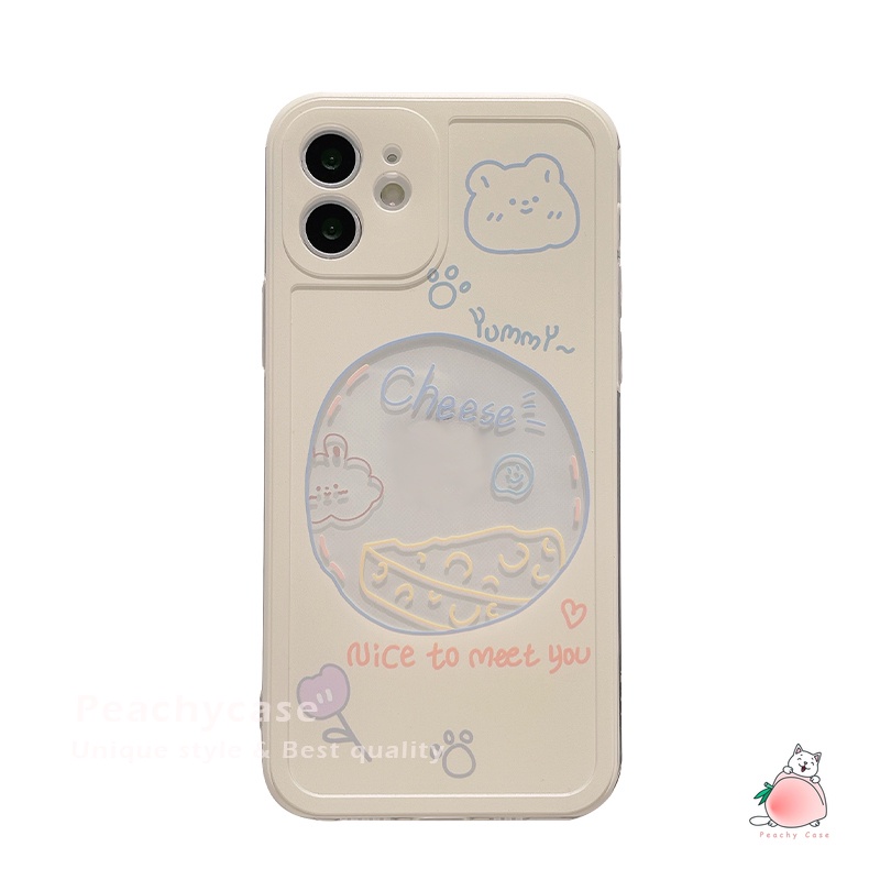 Ốp điện thoại TPU dẻo trong suốt họa tiết chú gấu/ bông hoa dễ thương cho IPHONE 13 11 12 PRO MAX X XS MAX XR 7 8 PLUS