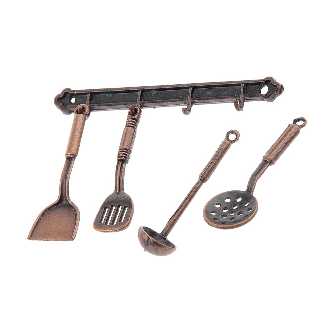 Bộ 5 Mô Hình Đồ Dùng Nhà Bếp Bằng Kim Loại Đồng Tỷ Lệ 1: 12 Độc Đáo Trang Trí Nhà Búp Bê